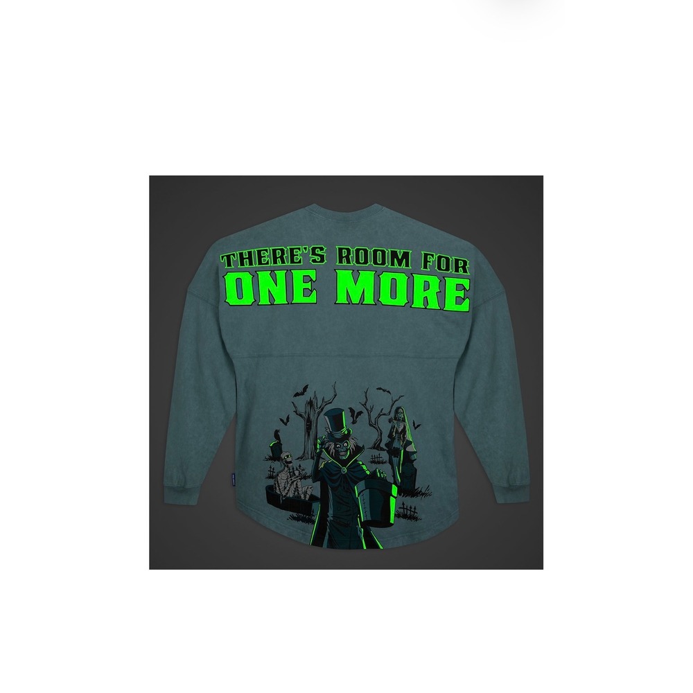 Disney Haunted Mansion Spirit Jersey GLOW IN THE DARK Hatbox Ghost NIP Small